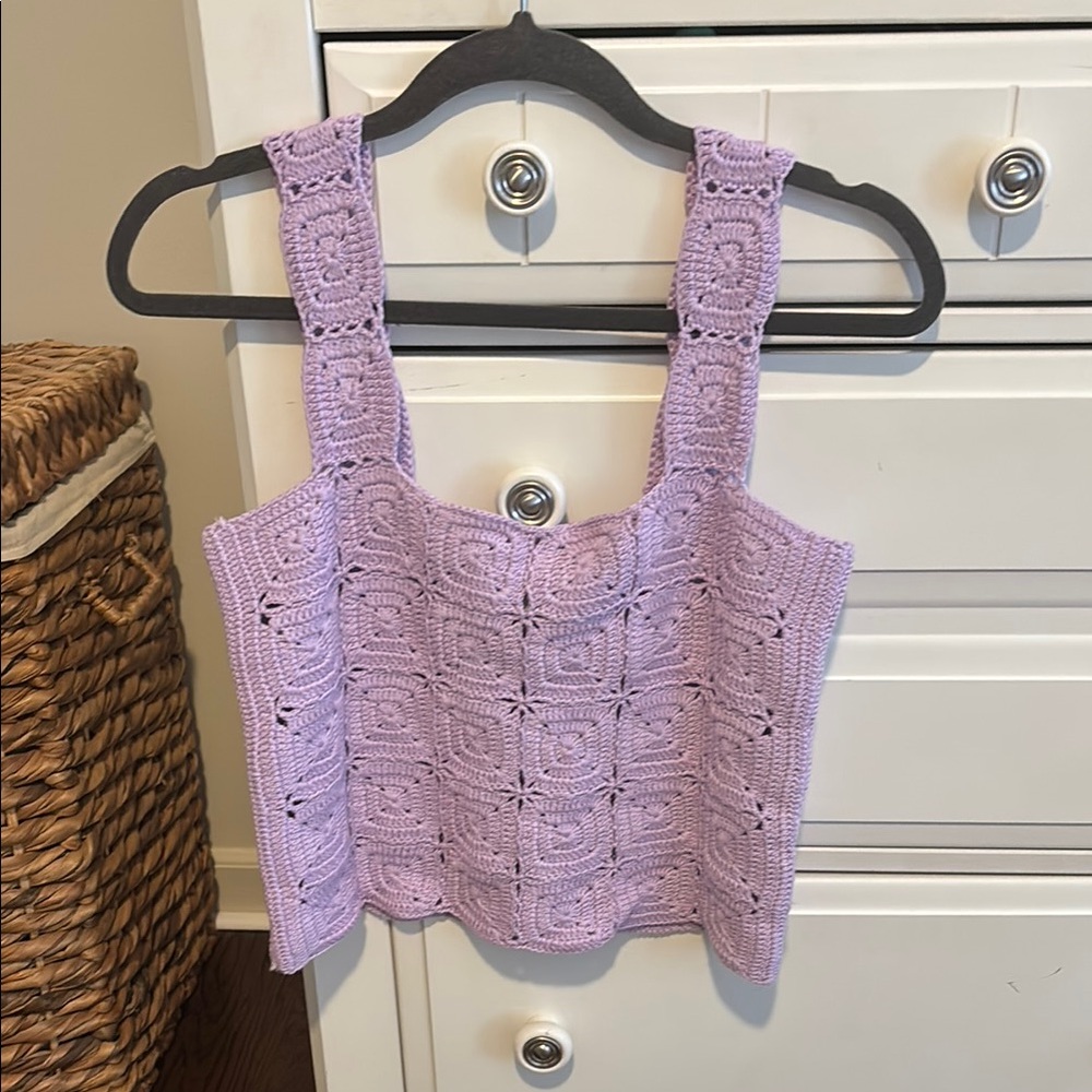 Tuckernuck Lavender Crochet Knit Tank Top, Never worn!! XS.